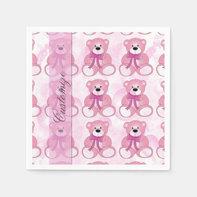 Serviette Jetable Baby Pink Teddy Motif d'ours serviettes (Devant)