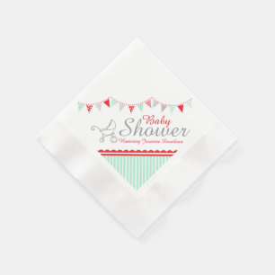 Serviette Jetable Baby shower à souder rouge gris nom papier serviet