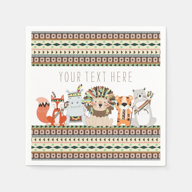 Serviette Jetable Baby shower animal tribal (Devant)