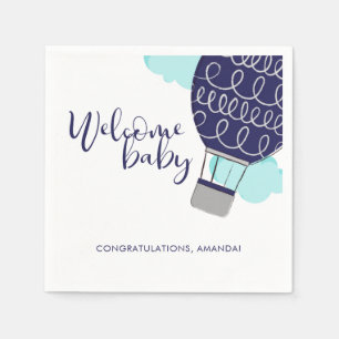 Serviette Jetable Baby shower bébé Hot Air Balloon Boy