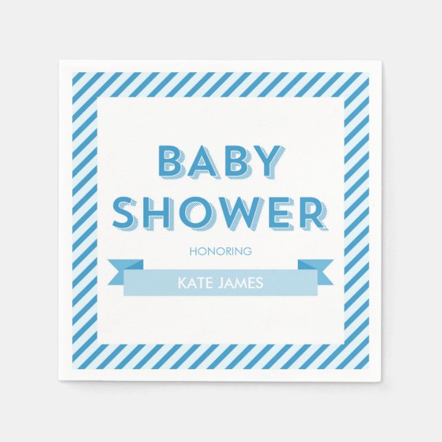 Serviette Jetable Baby shower bleu moderne (Devant)
