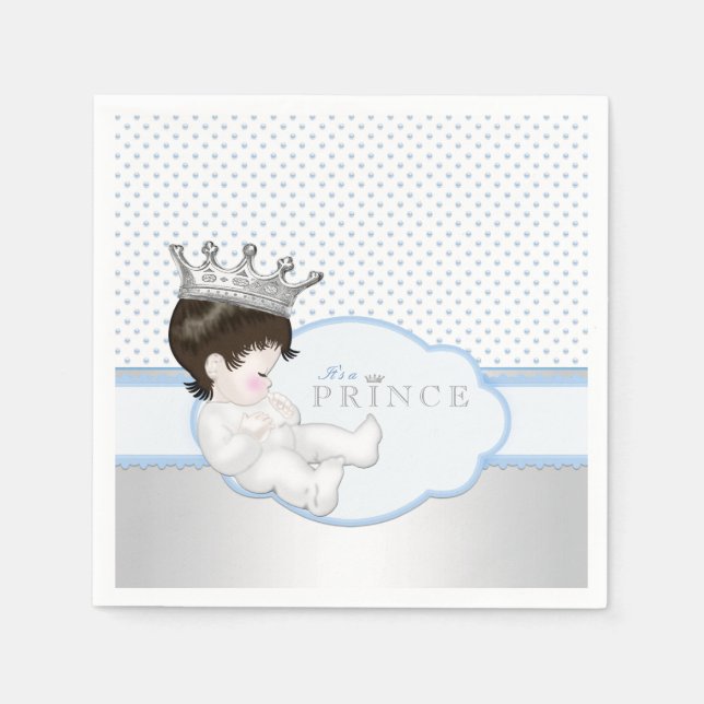 Serviette Jetable Baby shower bleu Silver Prince (Devant)