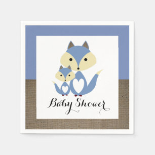 Serviette Jetable Baby shower Blue Fox Burlap