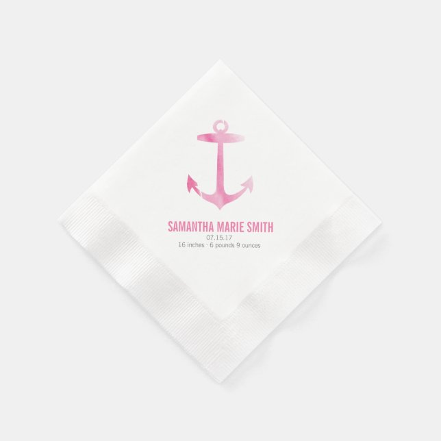 Serviette Jetable Baby shower d'Ancre d'aquarelle marine Sip et voir (Coin)