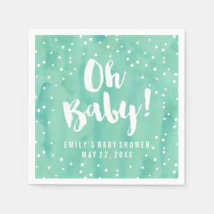 Serviette Jetable Baby shower d'aquarelle Oh Baby Mint