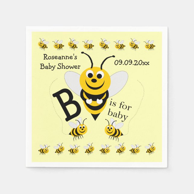 Serviette Jetable Baby shower de conception d'abeilles (Devant)