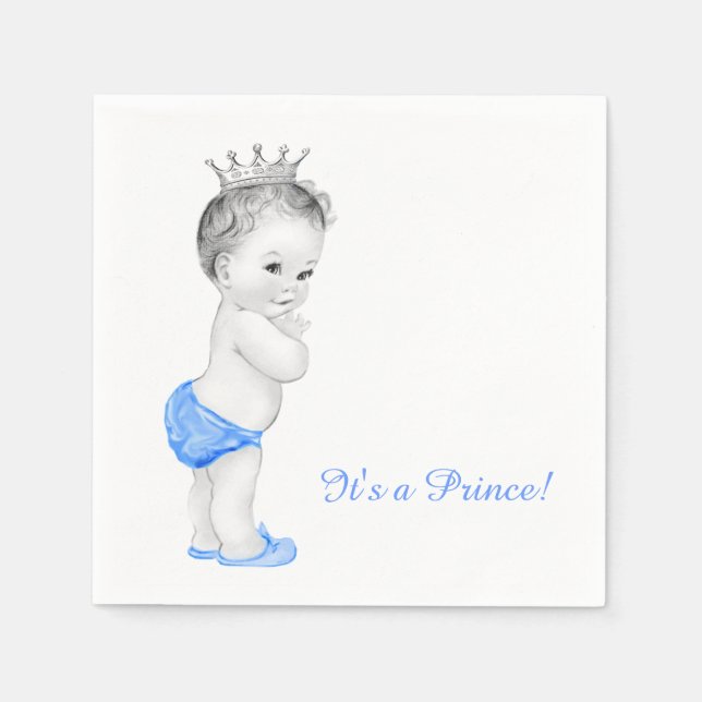 Serviette Jetable Baby shower de Prince Bleu Doux (Devant)
