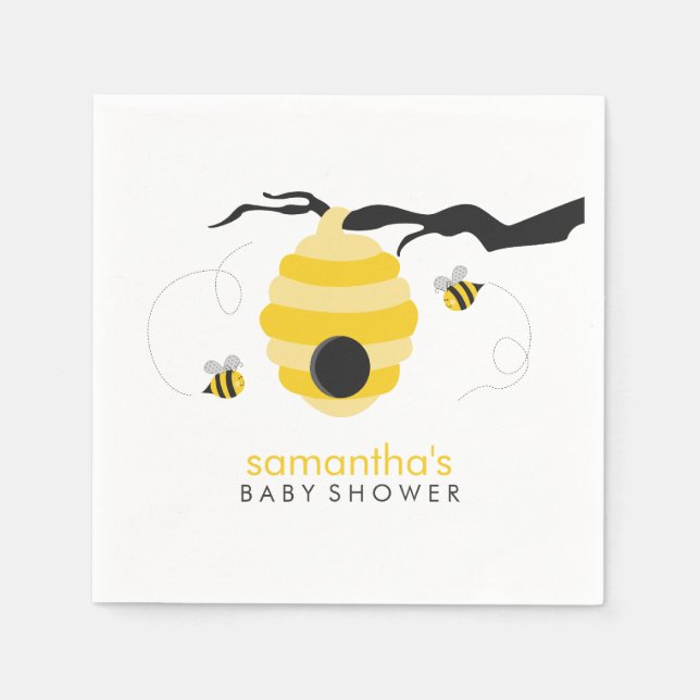 Serviette Jetable Baby shower des abeilles (Devant)