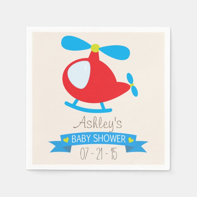 Serviette Jetable Baby shower d'hélicoptère Red & Blue Toy (Devant)