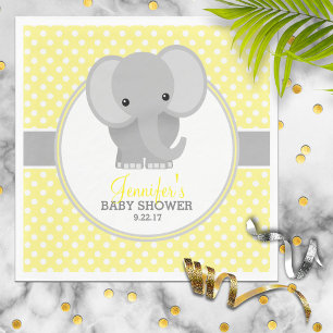 Serviette Jetable Baby shower Eléphant bébé (jaune)