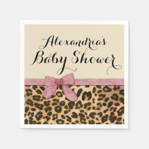 Serviette Jetable Baby shower Fancy Leopard Rose Bow Girl