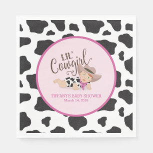 Serviette Jetable Baby shower Lil' Cowgirl serviettes - Redhead