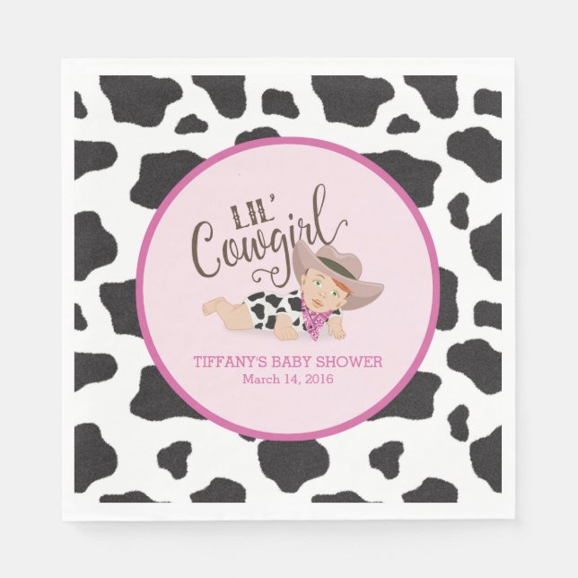 Serviette Jetable Baby shower Lil' Cowgirl serviettes - Redhead (Devant)