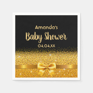 Serviette Jetable Baby shower noir or arc élégant