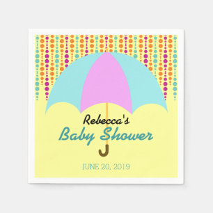 Serviette Jetable Baby shower non sexiste avec parapluie