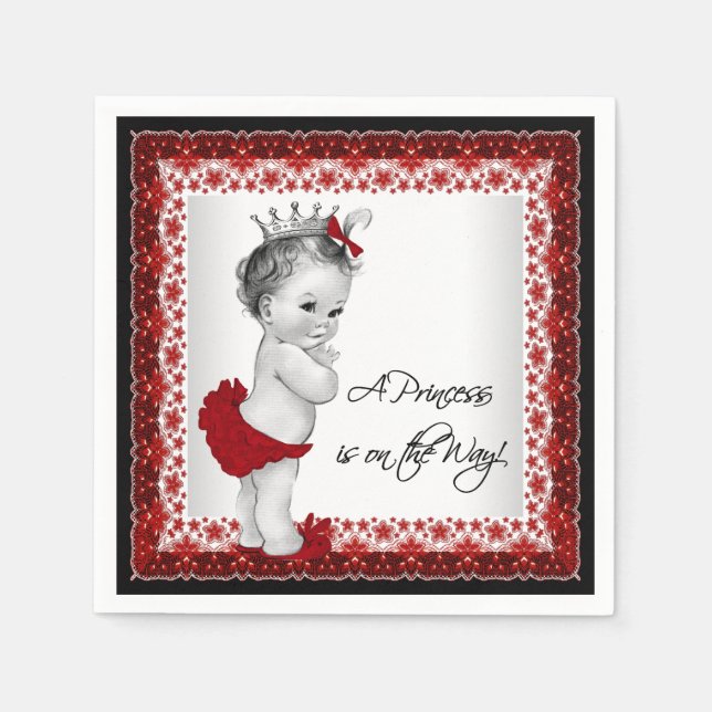 Serviette Jetable Baby shower Red Princess (Devant)