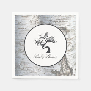 Serviette Jetable Baby shower rustique de bouleau argenté