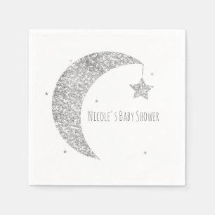 Serviette Jetable Baby shower Silver & White Moon & Stars