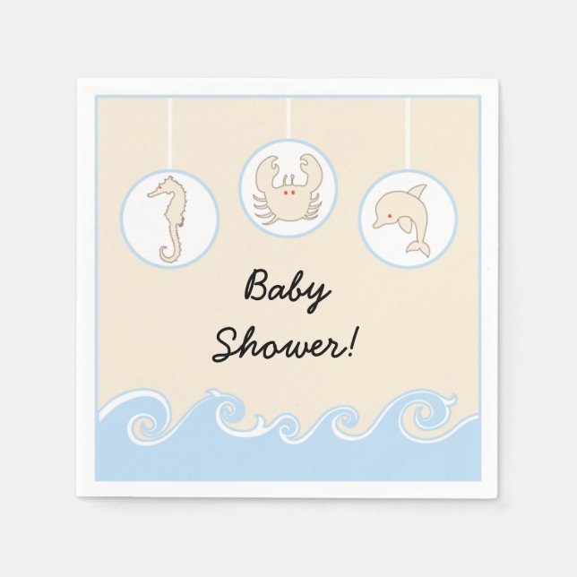 Serviette Jetable Baby shower Standard Cocktail Napkin "Sea Mobile" (Devant)