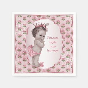 Serviette Jetable Baby shower vintage de princesse Pink Roses