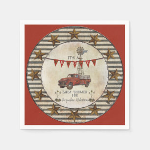 Serviette Jetable Baby shower vintage rustique d'étoile de ferme de