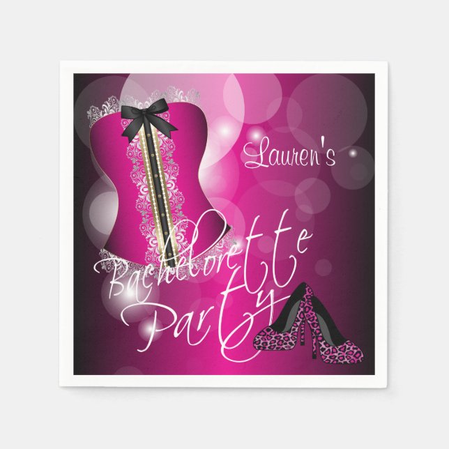 Serviette Jetable Bachelorette de lingerie glamour | Rose chaud (Devant)