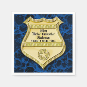 Serviette Jetable Badge Marbre Police Graduation/Retraite Party