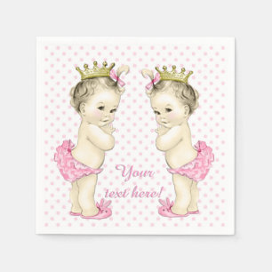 Serviette Jetable Bain de Naissance Vintage Rose Princesse Jumelles