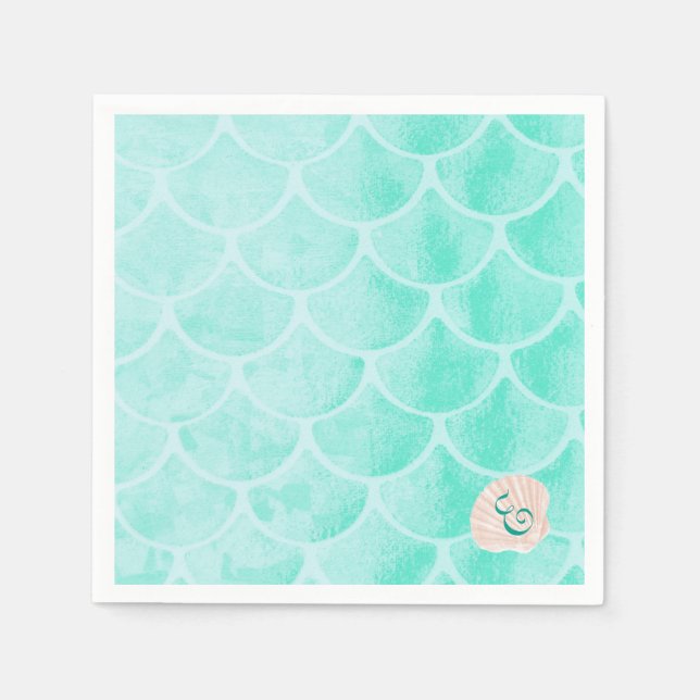 Serviette Jetable Balances de sirènes d'eau | Coquillage | Initiale  (Devant)