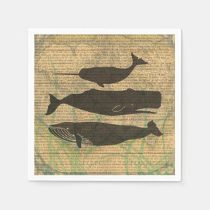 Serviette Jetable Baleine antique Vie marine