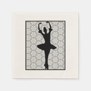Serviette Jetable Ballerina Silhouette sur un Motif de mandala du co