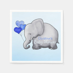 Serviette Jetable Ballons bleus Baby shower éléphant garçon
