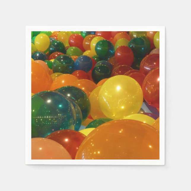 Serviette Jetable Ballons colorés Design de fête (Devant)