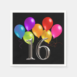 Serviette Jetable Ballons d'anniversaire colorés 16