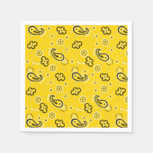 Serviette Jetable Bandanna jaune rétro/Bandana