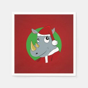 Serviette Jetable Bande dessinée de rhinocéros de Noël