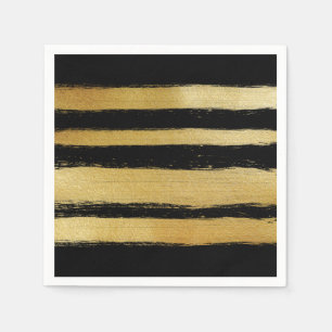 Serviette Jetable Bandes de brosses modernes en fausse feuille d'or