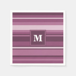 Serviette Jetable Bandes mauve monogrammes