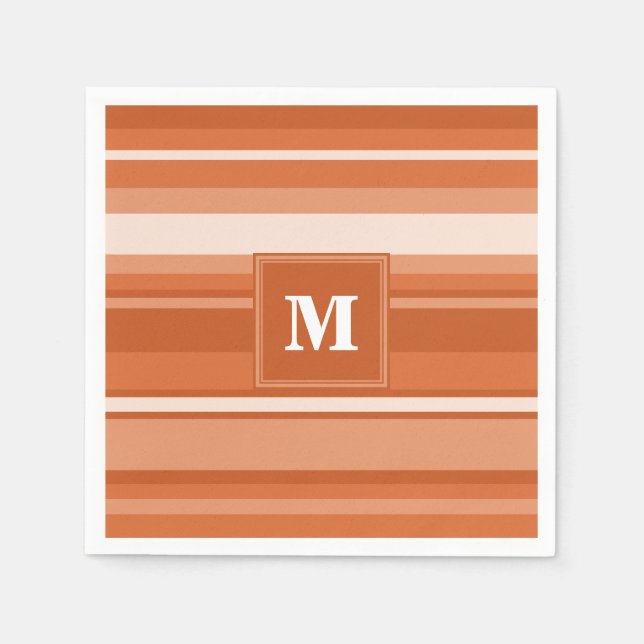 Serviette Jetable Bandes orange monogrammes (Devant)