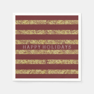 Serviette Jetable Bandes Parties scintillant Red Gold Faux