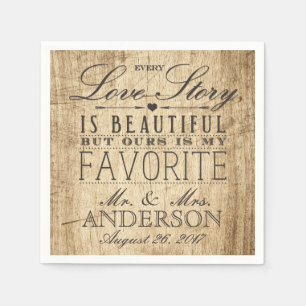 Serviette Jetable Barn Wood Love Story Rustic Mariage Napkin