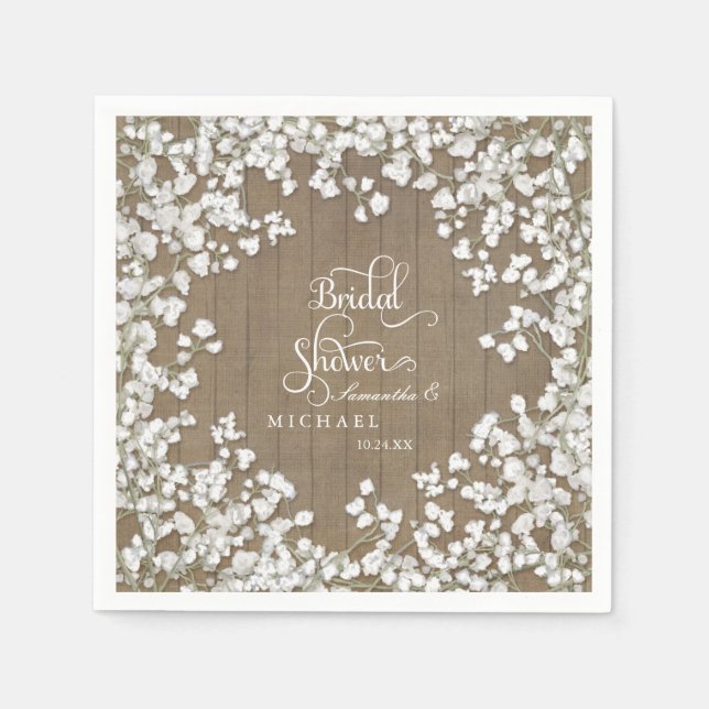 Serviette Jetable Barne Bois Fête des mariées Décor Bébés Respirer W (Devant)