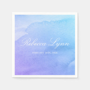 Serviette Jetable Bat mitzvah d'aquarelle violet et Turquoise