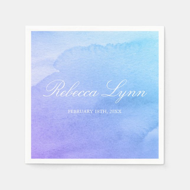 Serviette Jetable Bat mitzvah d'aquarelle violet et Turquoise (Devant)
