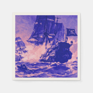 Serviette Jetable BATAILLE DE BATEAU DE PIRATE EN rose bleue