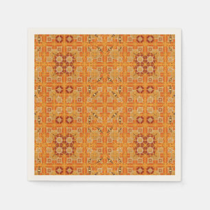 Serviette Jetable Batik tribal - nuances d'ambre et de brun