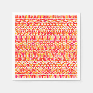 Serviette Jetable Batik Tribal - orange corail et rose corail