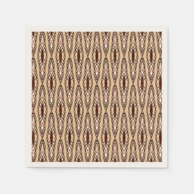 Serviette Jetable Batik Tribal - Tan, Brown foncé et crème (Devant)
