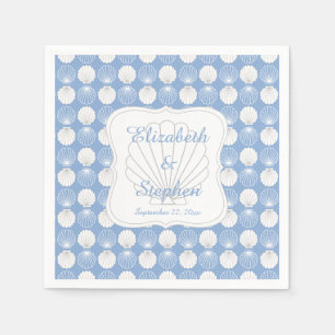 Serviette Jetable Beach Clamshells Seashells Noms Mariage