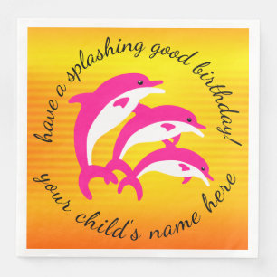Serviette Jetable Beau Anniversaire Danser Dauphins Roses